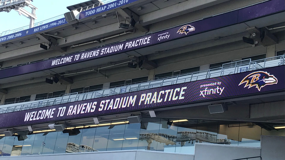 View of bleachers at the Ravens stadium.