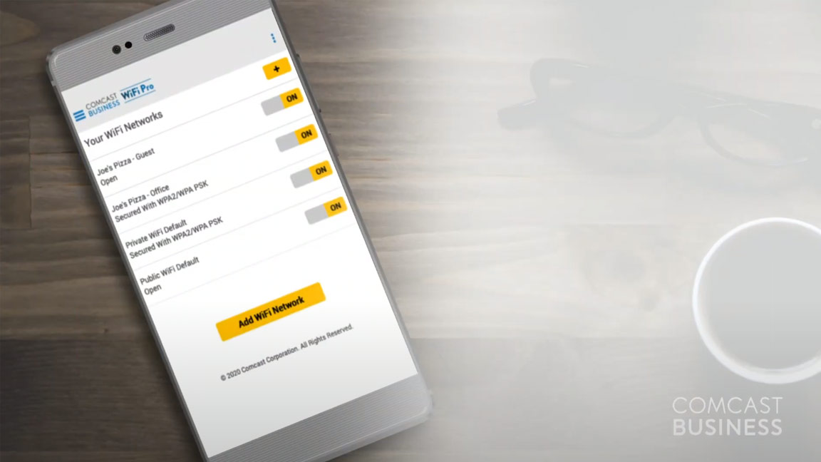 The Comcast Business app displayed on a smartphone